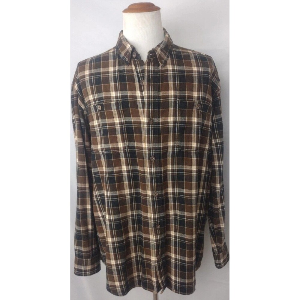Duluth Trading company men's XL plaid 100% cotton heavy weight flannel  shirt